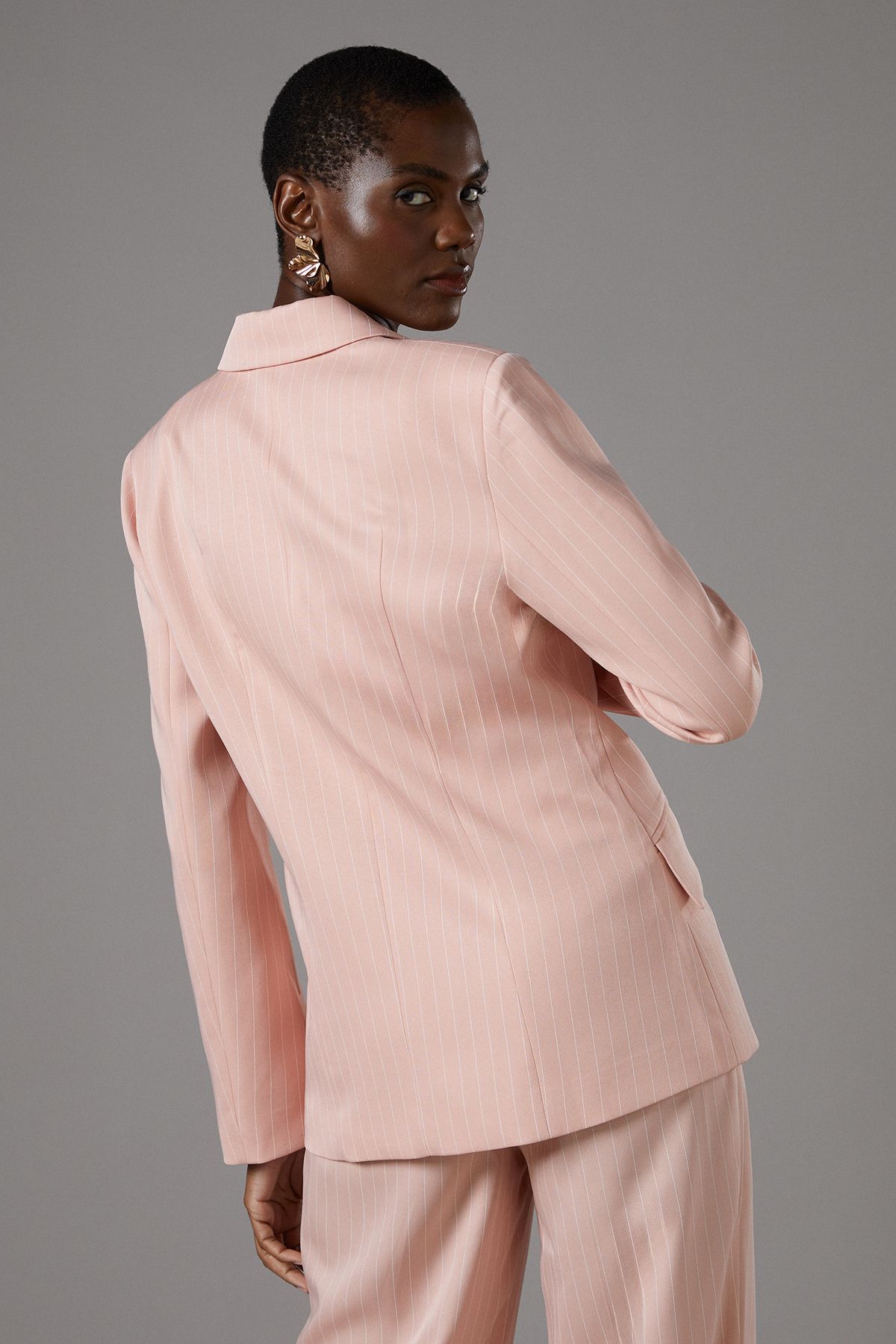 Coast Pinstripe Double Breasted Blazer Peach image 3