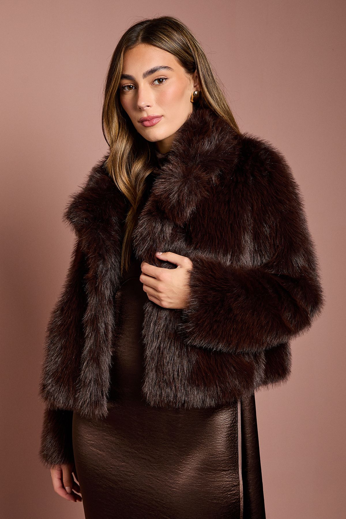 Coast Chocolate Occasion Short Faux Fur Coat Chocolate