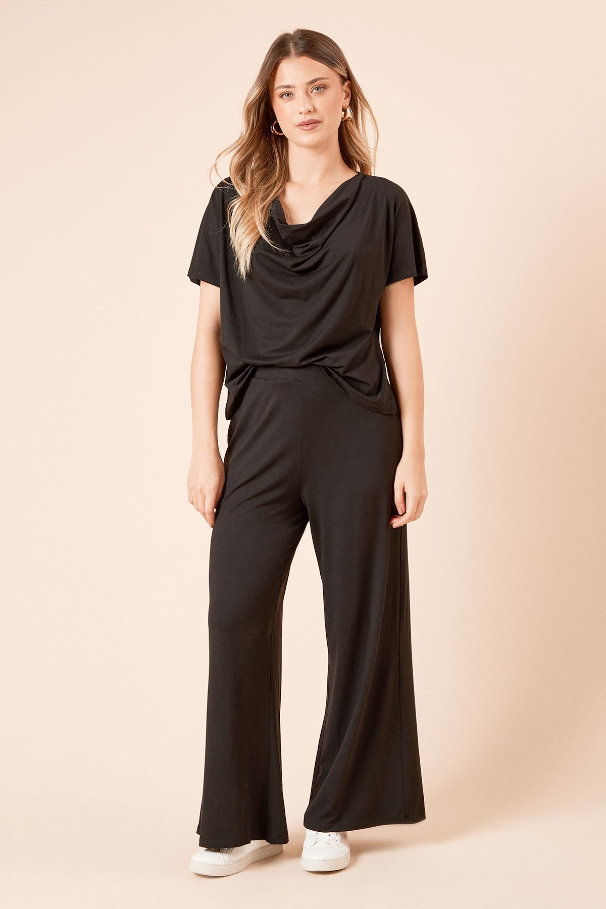 Dorothy Perkins Cowl Neck T Shirt Black image 2