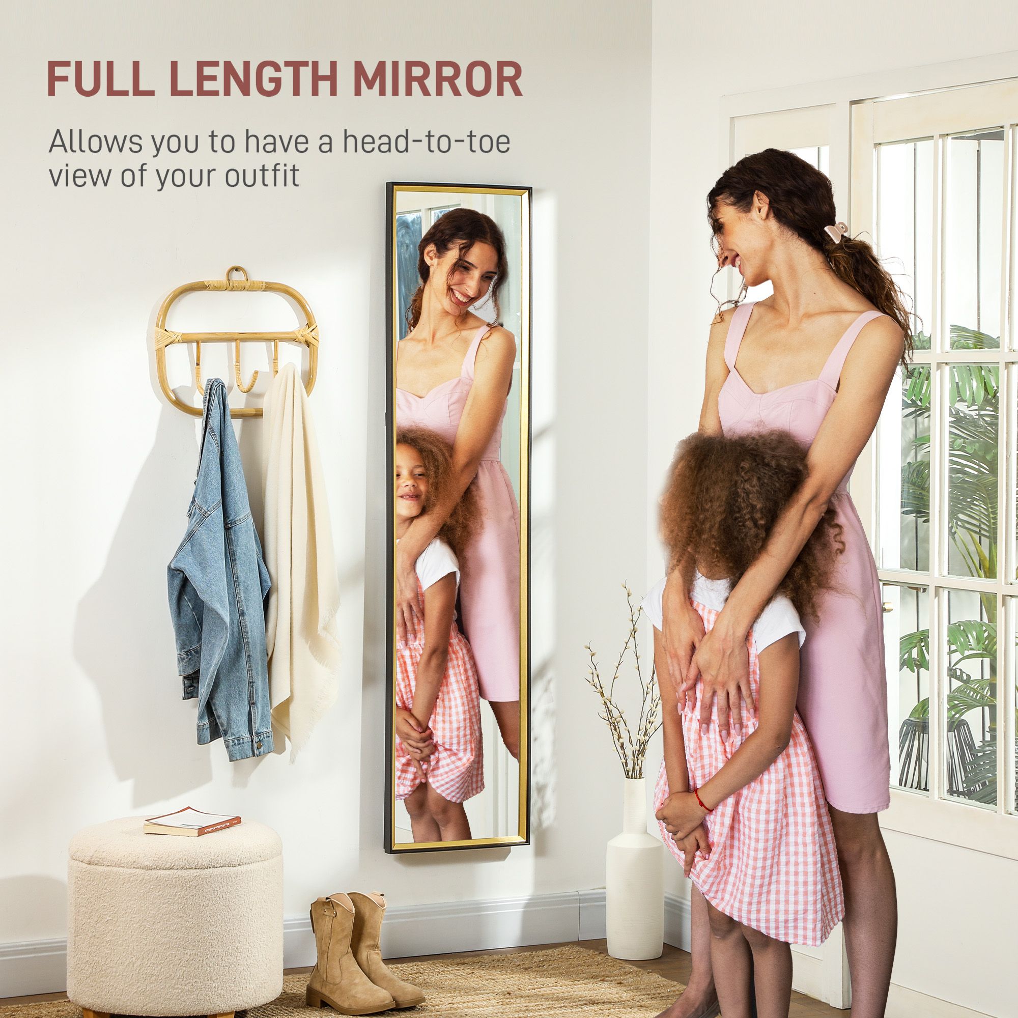 HOMCOM Full Length Mirror Wall Mount Leaning Standing Mirror, Black image 4