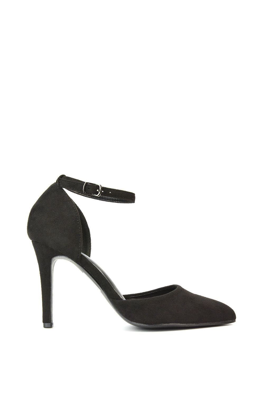 XY London 'Claire' D'Orsay Point Toe Ankle Strap Stiletto Heel Court Shoes image 1