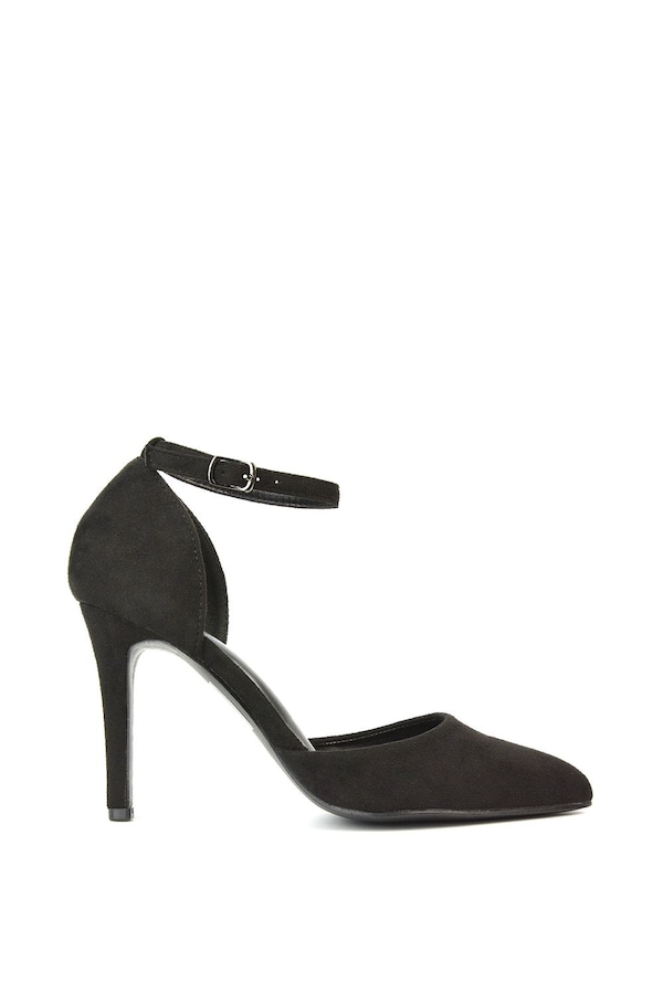 XY London 'Claire' D'Orsay Point Toe Ankle Strap Stiletto Heel Court Shoes