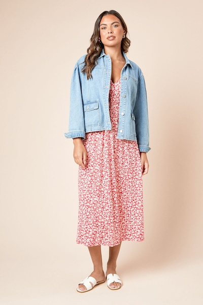 Dorothy Perkins Red Ditsy Channel Waist Jersey Midi Dress Red