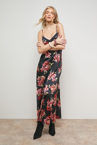 Oasis Strappy Floral Maxi Dress Black