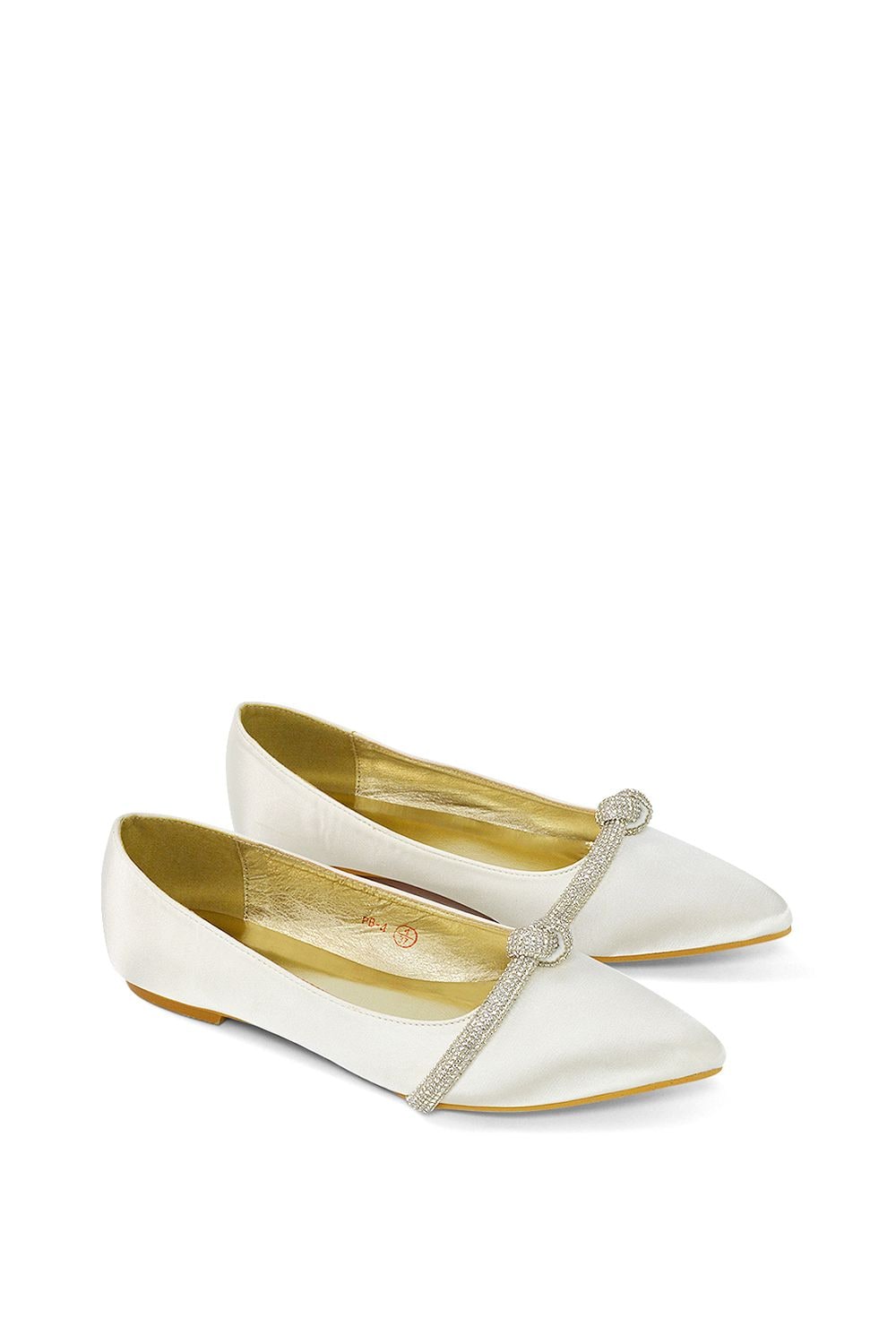 XY London 'Halley' Flat Heel Pointed Toe Sparkly Embellished Diamante Bridal Pumps image 1