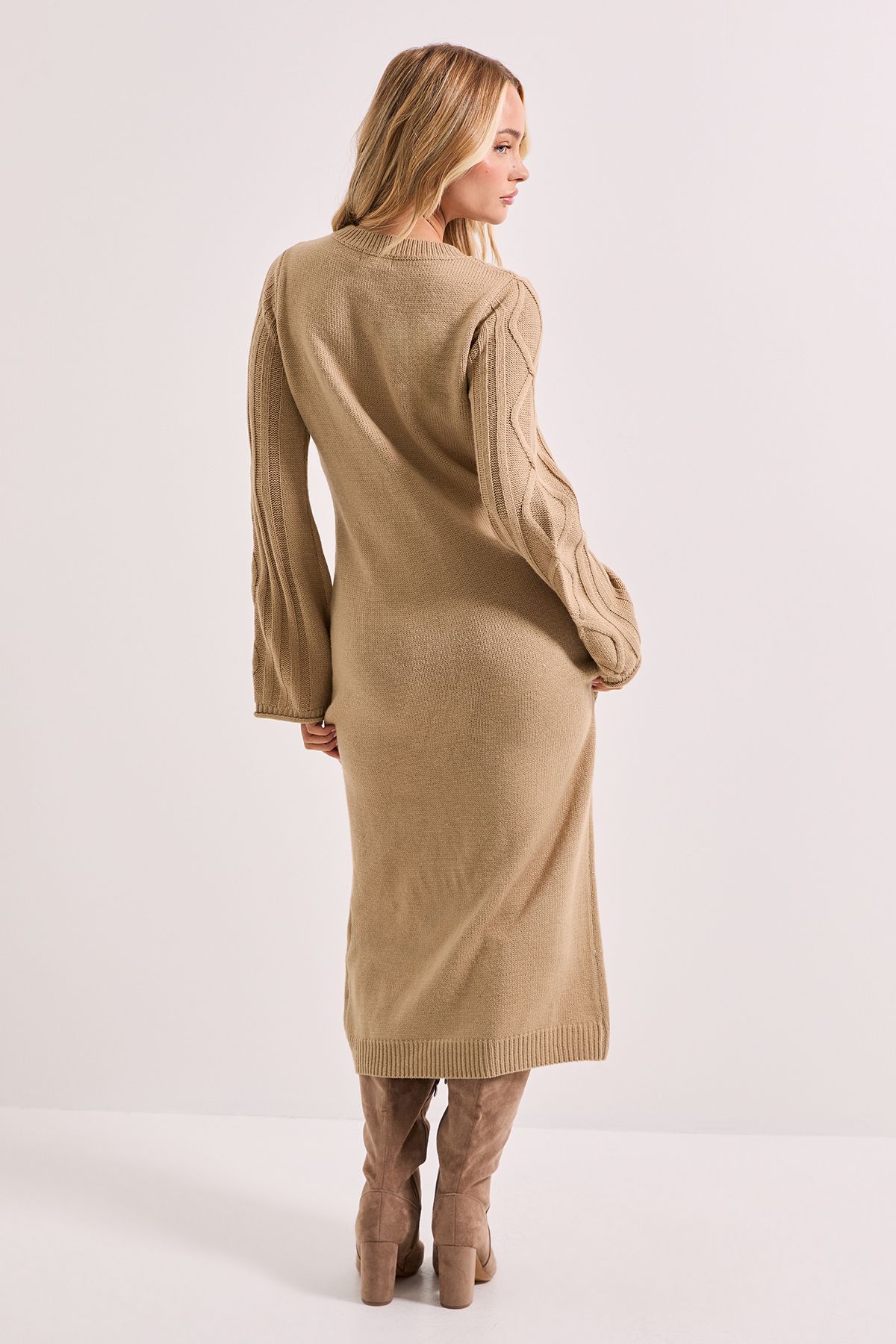 Dorothy Perkins Cable Detail Midi Dress Oatmeal image 3