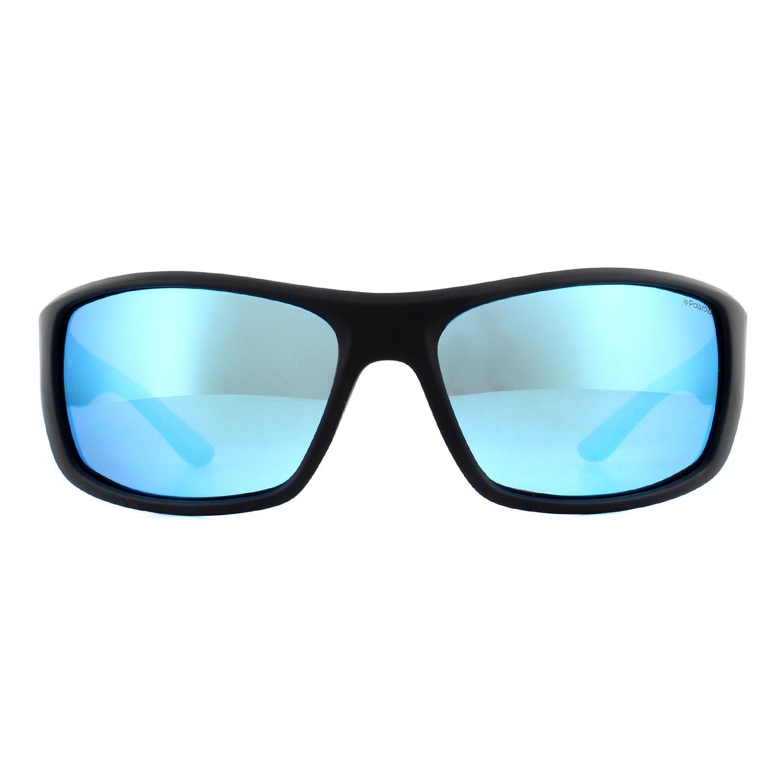 Polaroid Sport Sport Matte Black Blue Mirror Polarized Sunglasses image 1