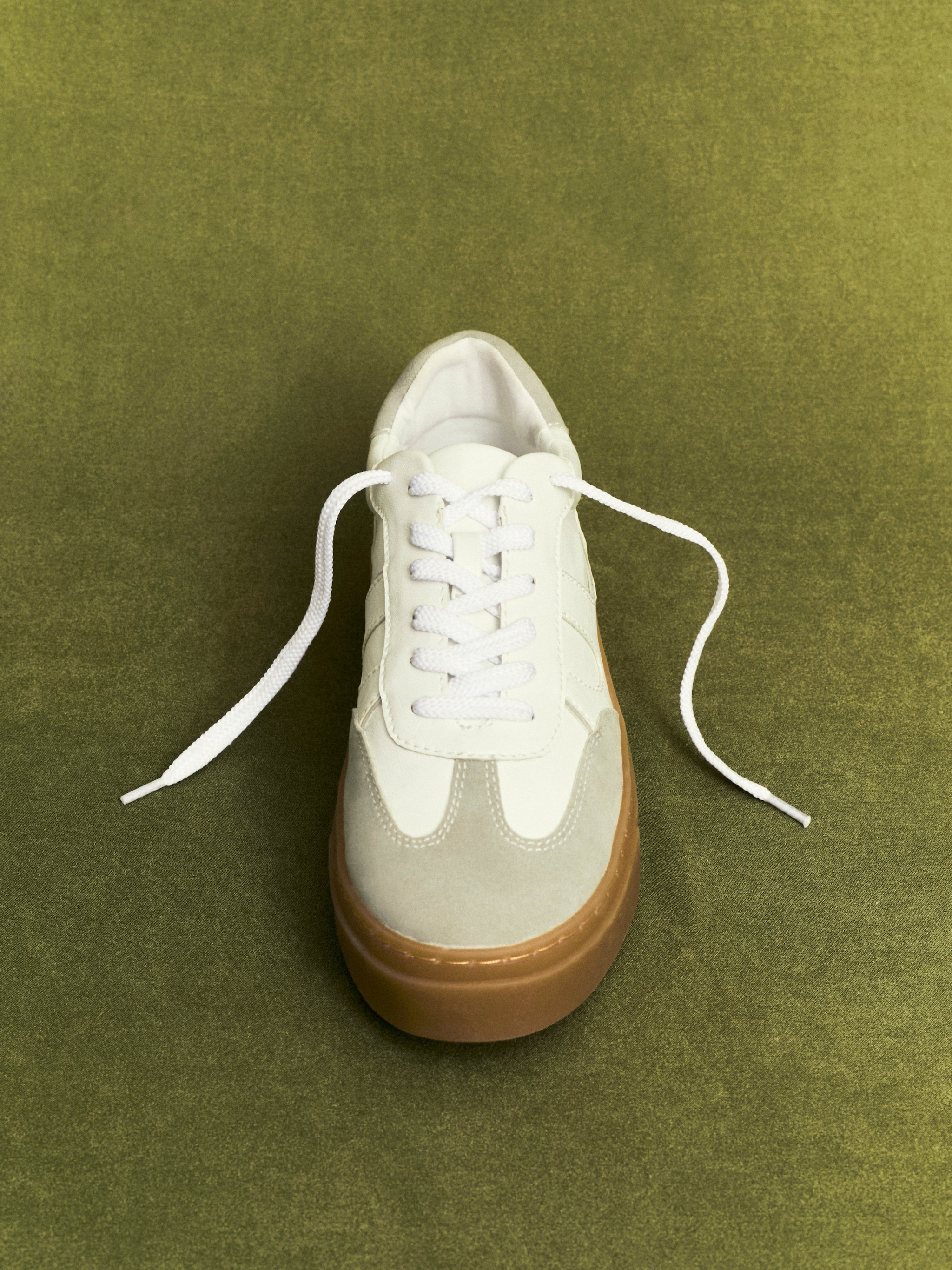 Linzi Kaia White And Grey Faux Leather Lace Up Flatform Trainers image 6