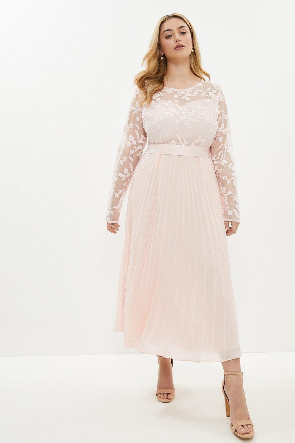 Coast Plus Size Embroidered Long Sleeve Maxi Dress Blush image 1