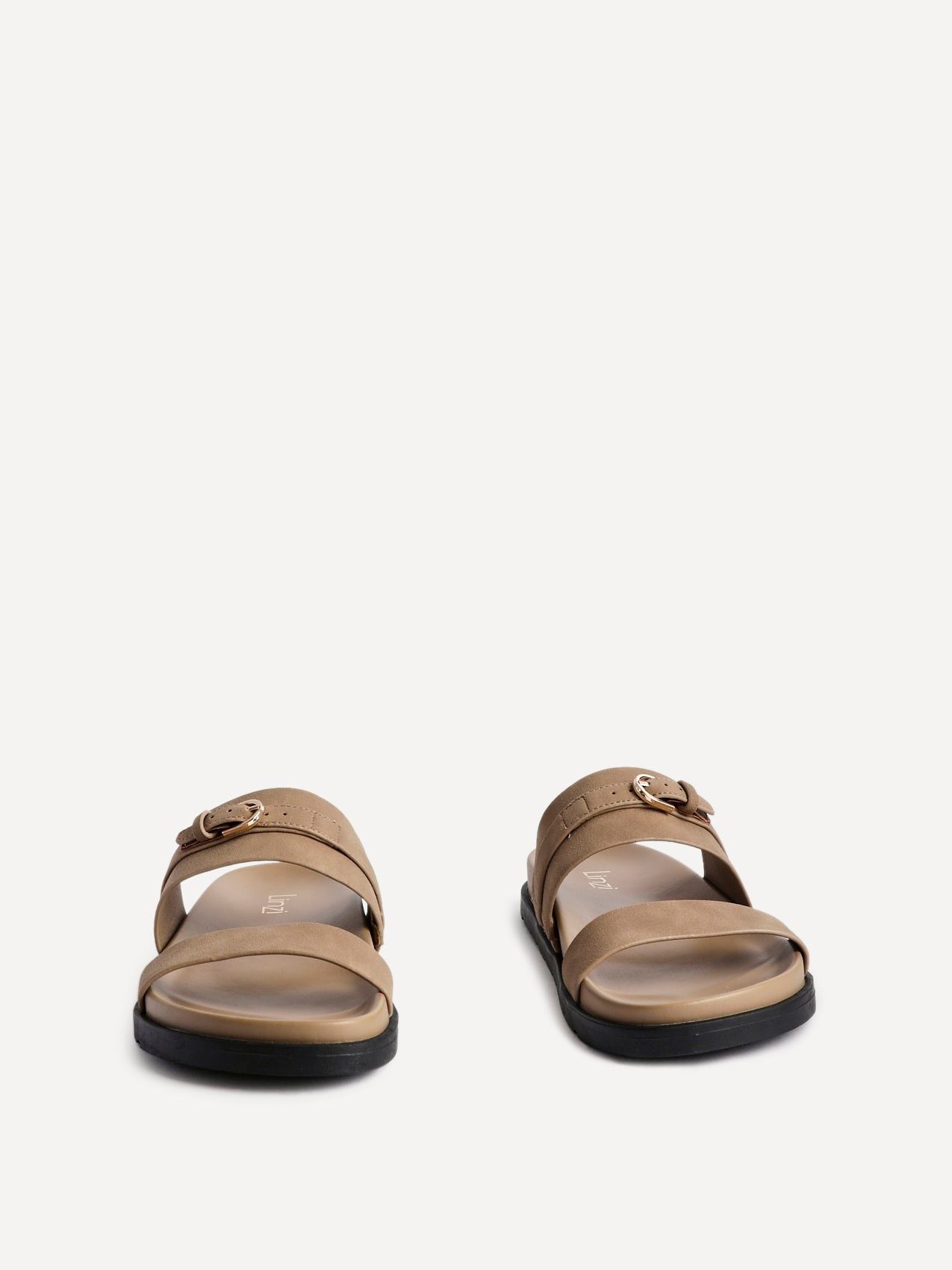Linzi Ezra Taupe Nubuck Flat Slider Sandals image 3