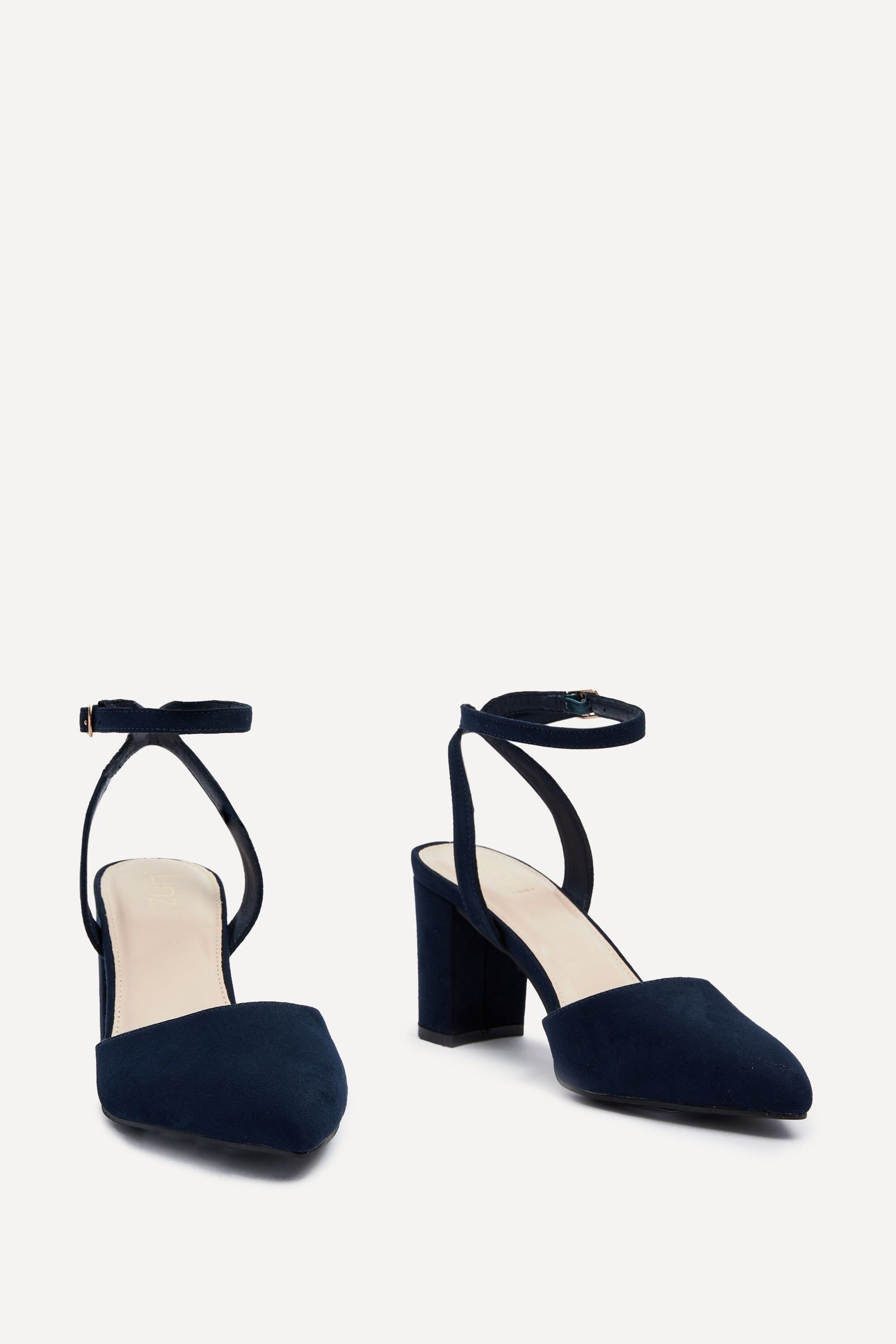 Linzi Larsa Wide Fit Navy Faux Suede Classic Pointed Toe Court Heel image 3