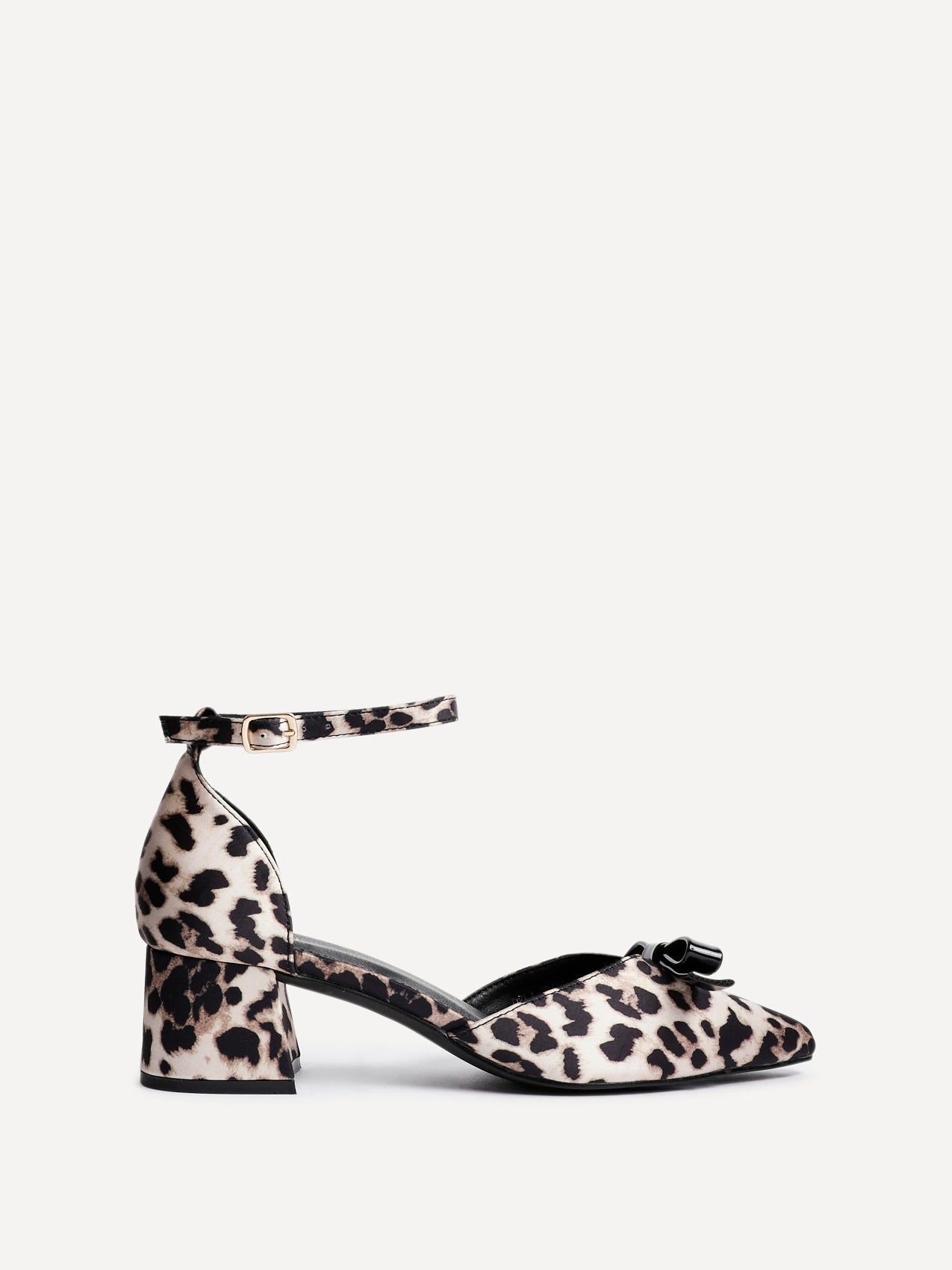 Linzi Orla Leopard Print Scuba Low Block Court Heel