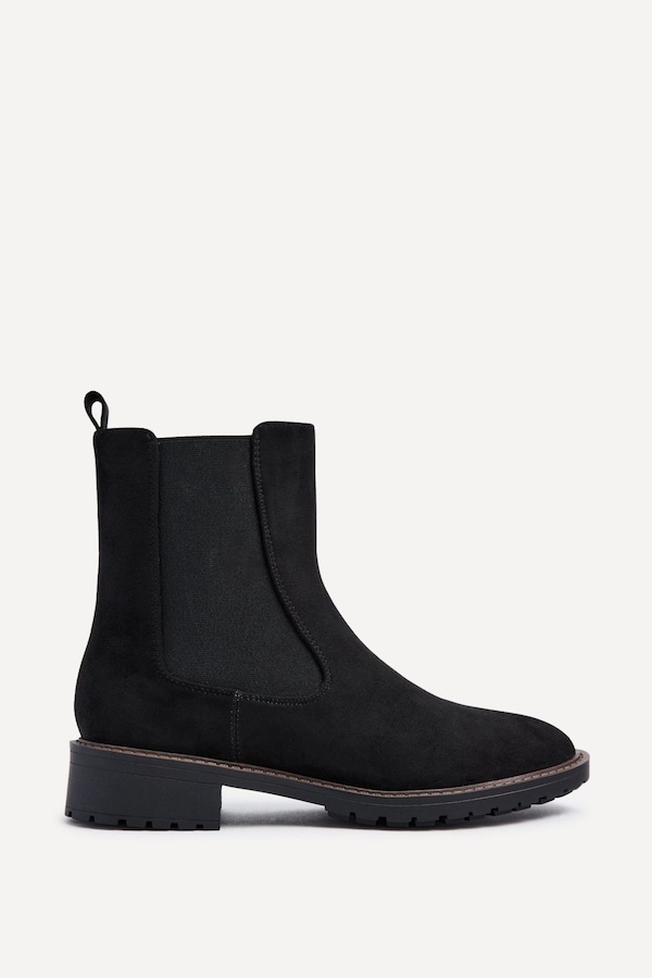 Linzi Dalston Black Faux Suede Classic Chelsea Boot
