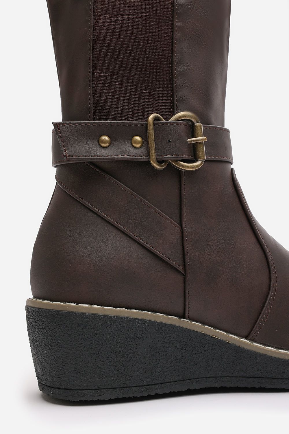 Where's That From 'Regina' Wide Fit Faux Leather Knee High Wedge Boots image 4