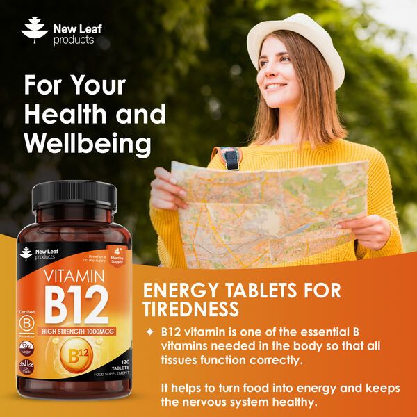 New leaf health Vitamin B12 High Strength Tablets - 1000mcg Methylcobalamin Supplement 4 Month Supply image 3