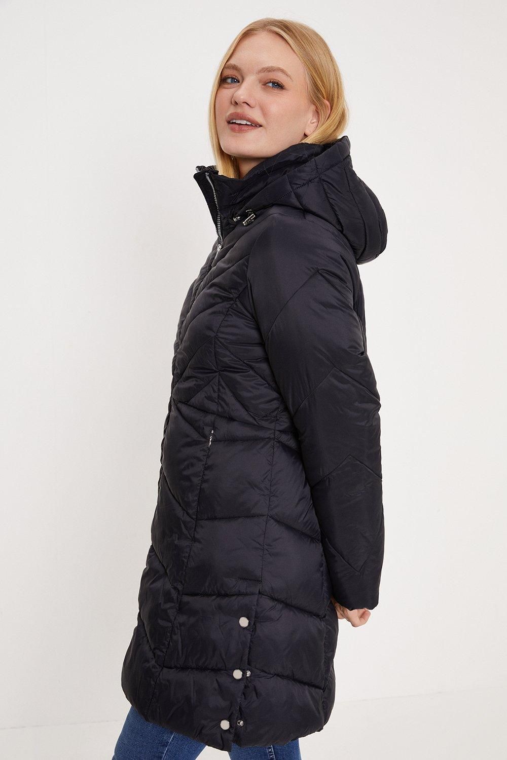 Oasis Padded Packable Midi Jacket Black