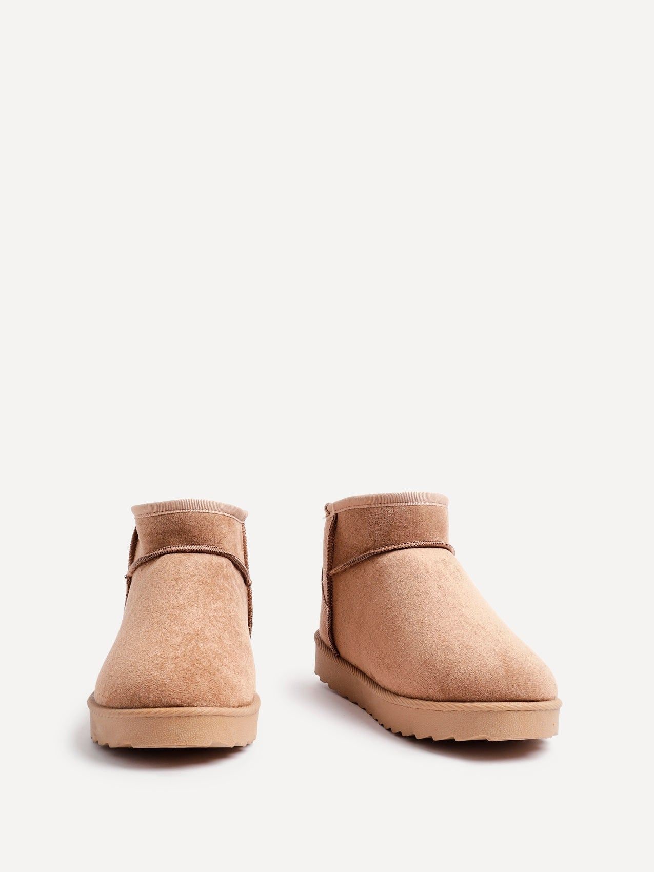 Linzi Ultra Mini Addy Chestnut Faux Suede Cream Faux Fur Lined Ultra Mini Ankle Boot image 3