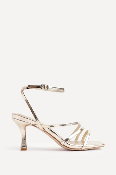 Linzi Reflect Gold Faux Leather Strappy Heels