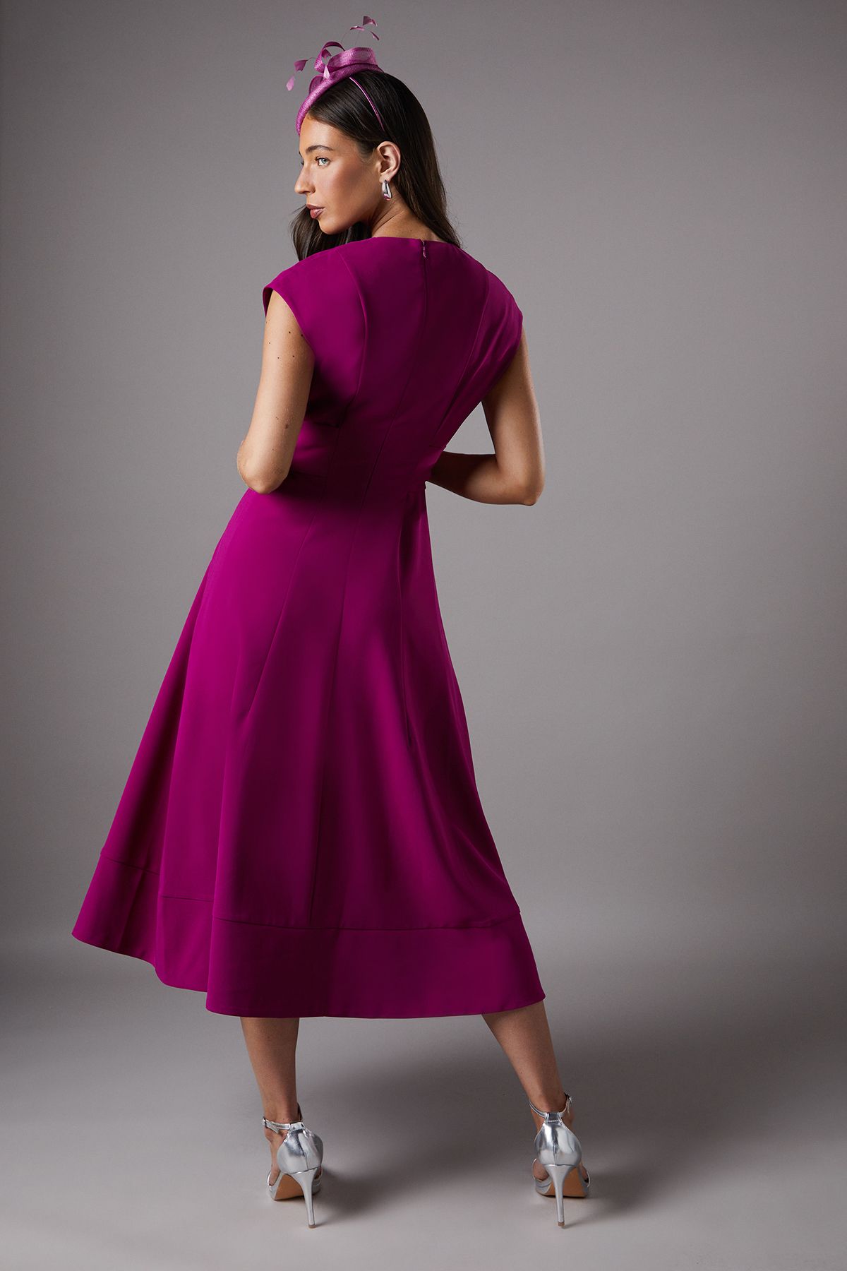 Coast Belted Crepe Dress Berry image 3