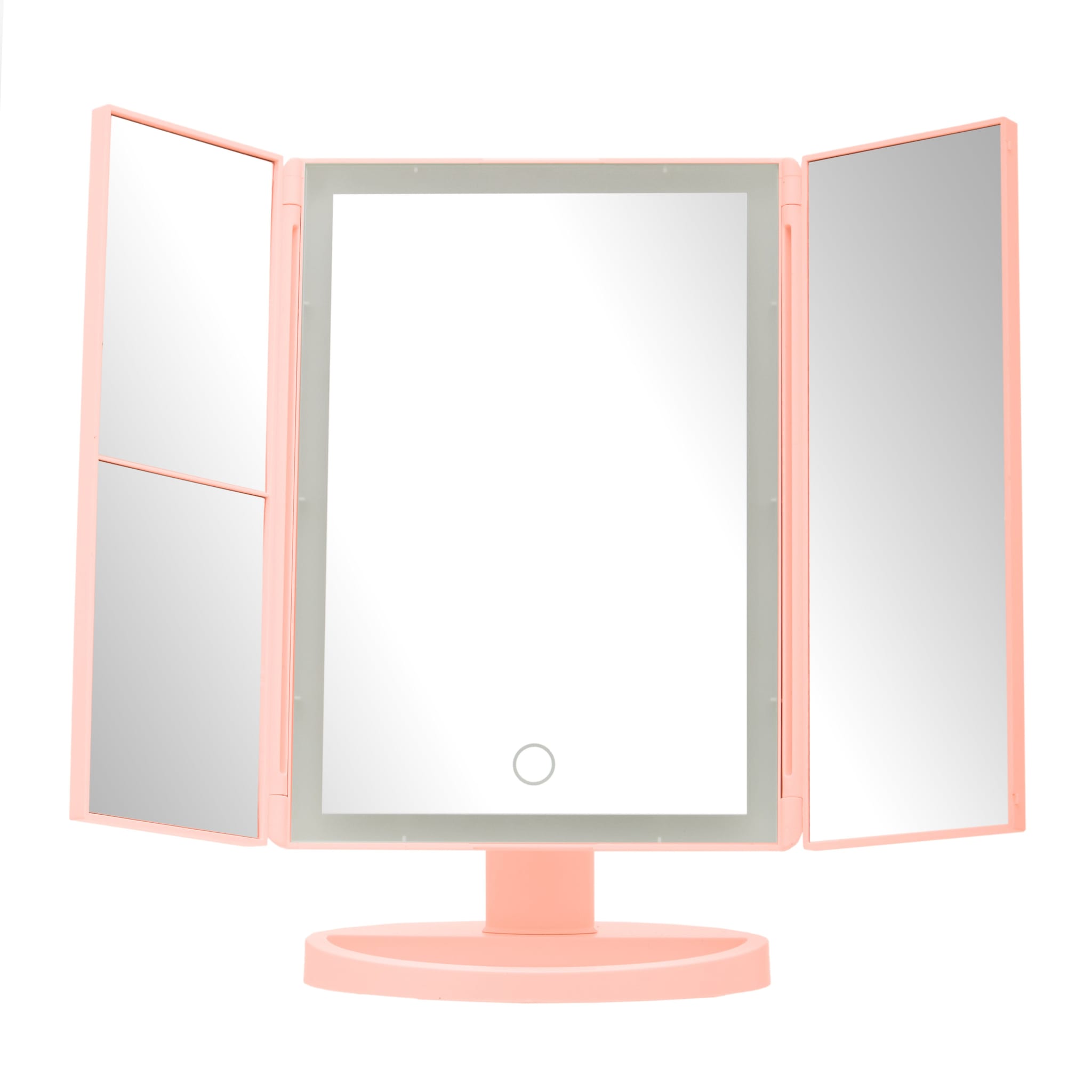 Orsina 180 Degree Rotatable Tri Fold White Table Mirror, TriFold Design Table Mirror, Versatile Small Table Mirror image 1