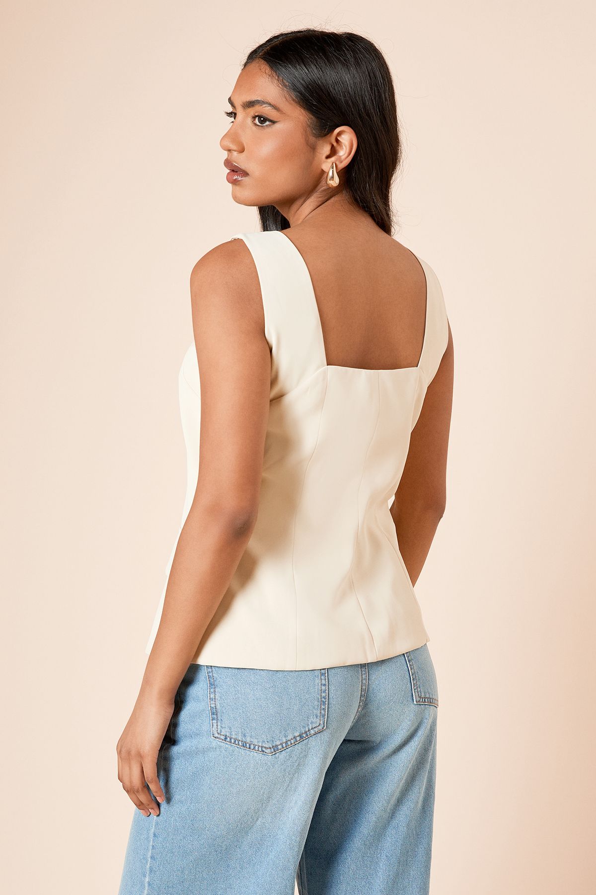 Dorothy Perkins Petite Longline Button Through Waistcoat Butter image 4