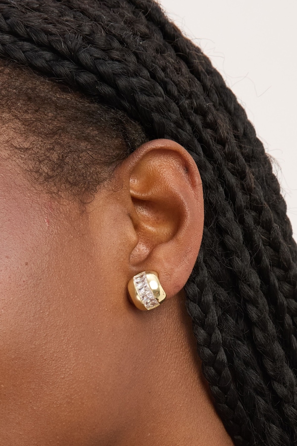 Jon Richard Gold Plated and Crystal Dome Clip Earrings