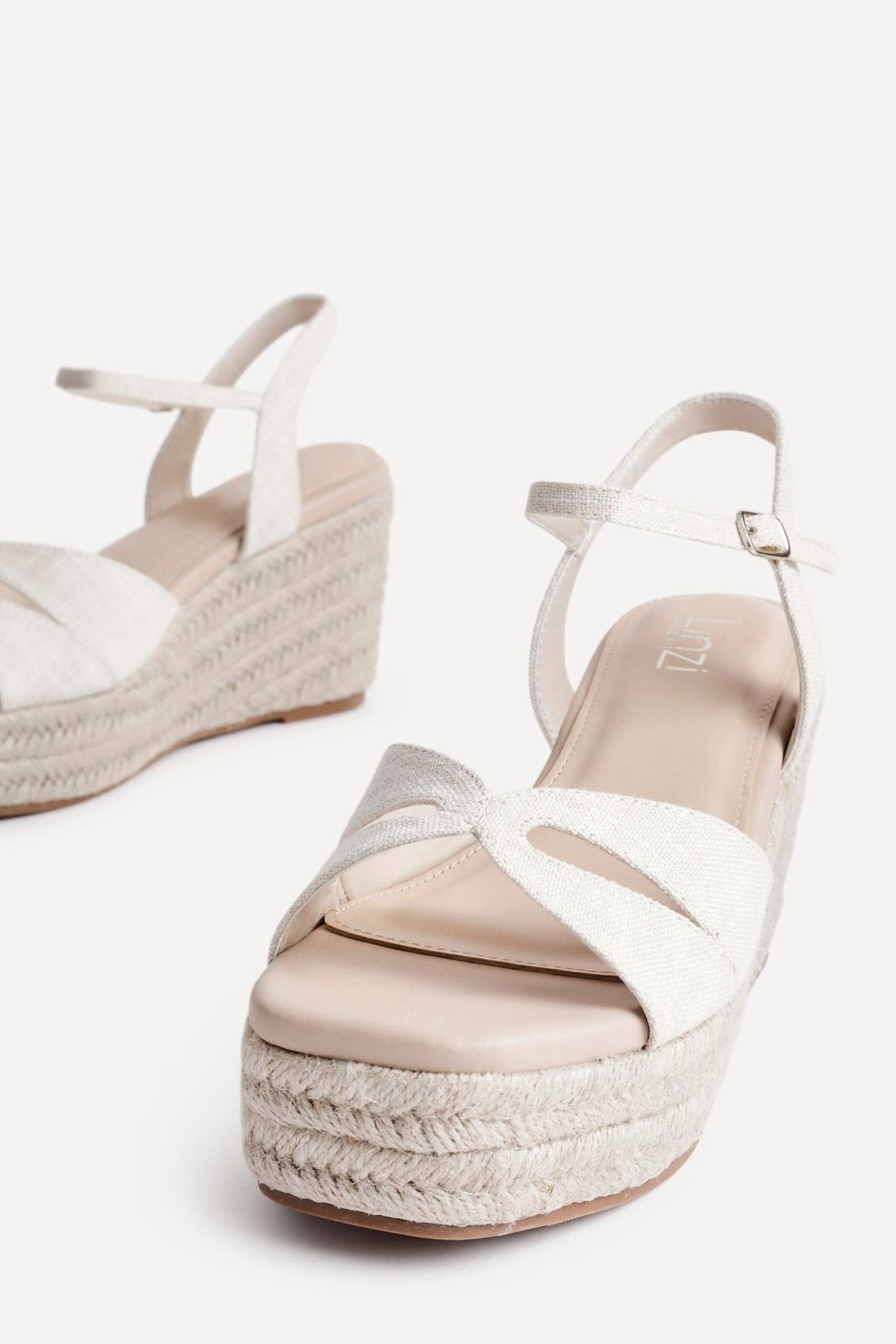 Linzi Sian Wide Fit Nude Canvas Linked Design Wedges image 4