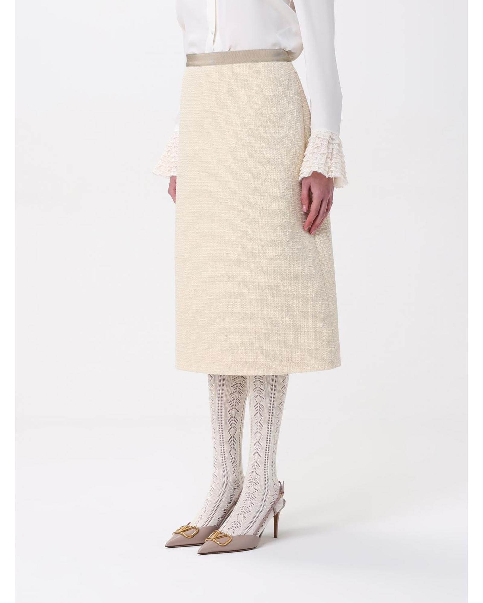 Valentino ALine Tweed Skirt Wo - Beige image 4