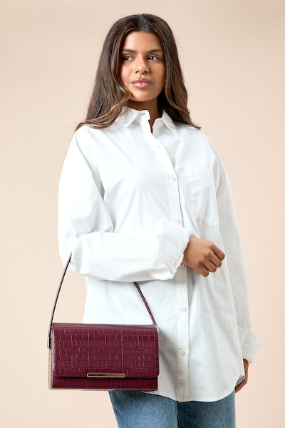 Dorothy Perkins Croc Print Structured Shoulder Bag Oxblood