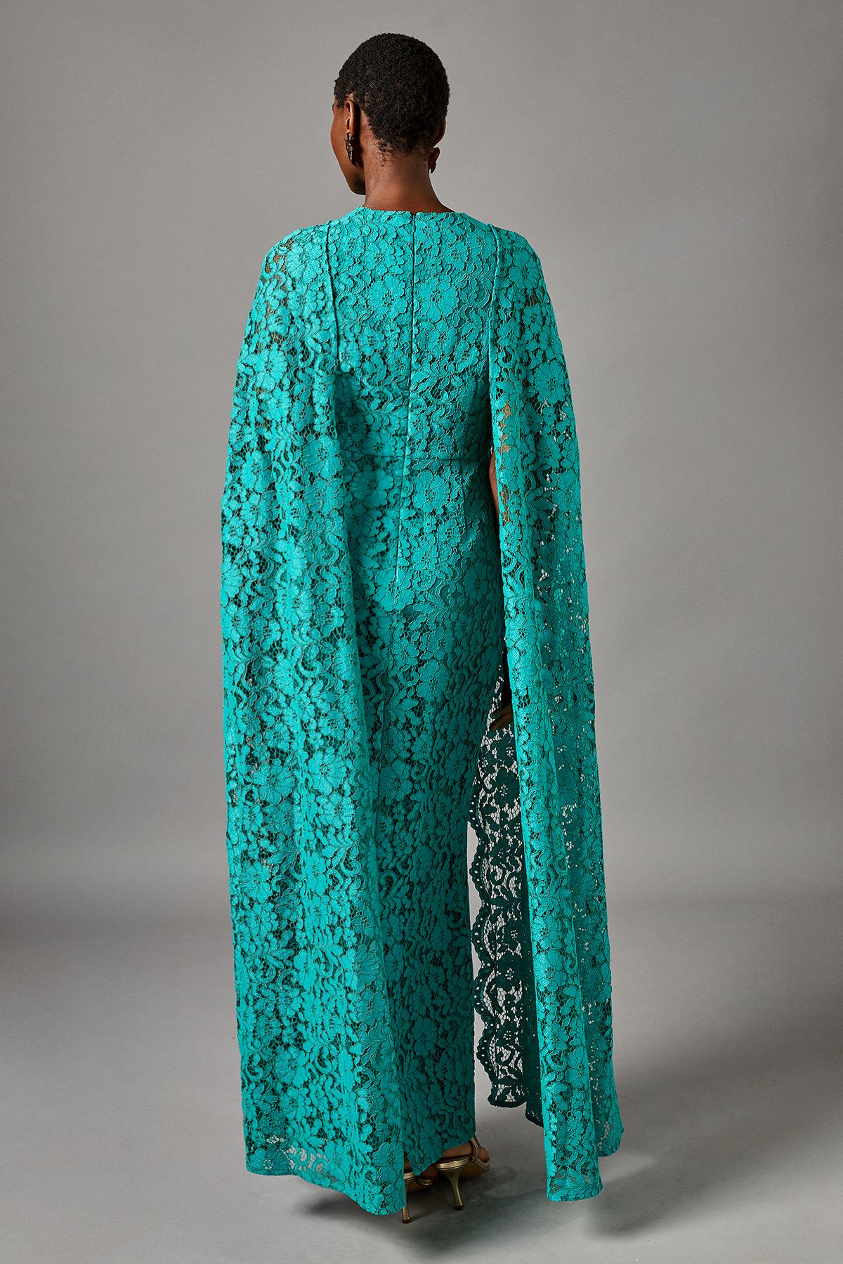 Coast Lace Cape Gown Emerald image 3