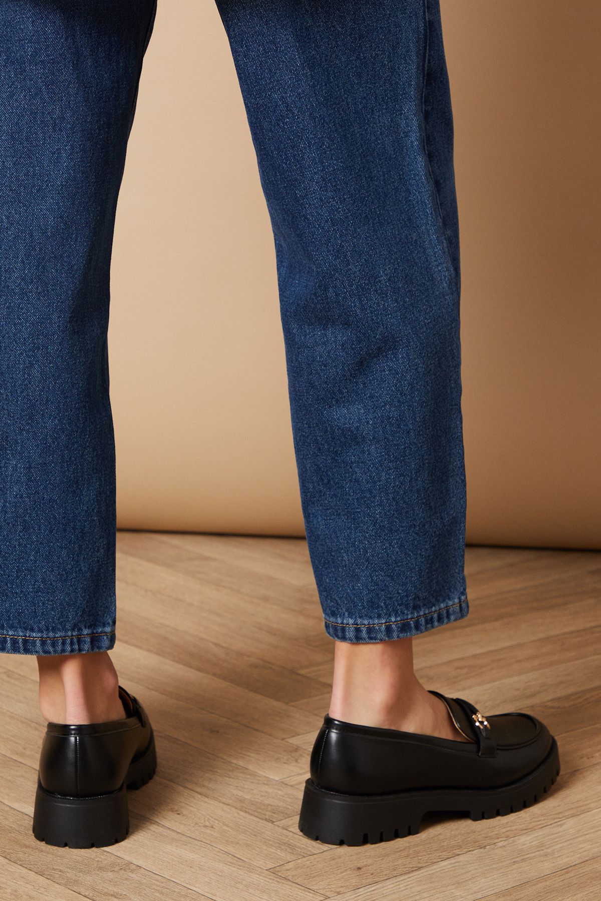 Oasis Zerrith Faux Leather Snaffle Detail Chunky Loafers Black image 3