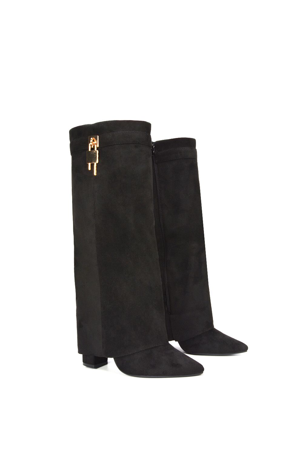 XY London 'Holly' Knee High Fold Over Pointed Toe High Heel Boots image 4