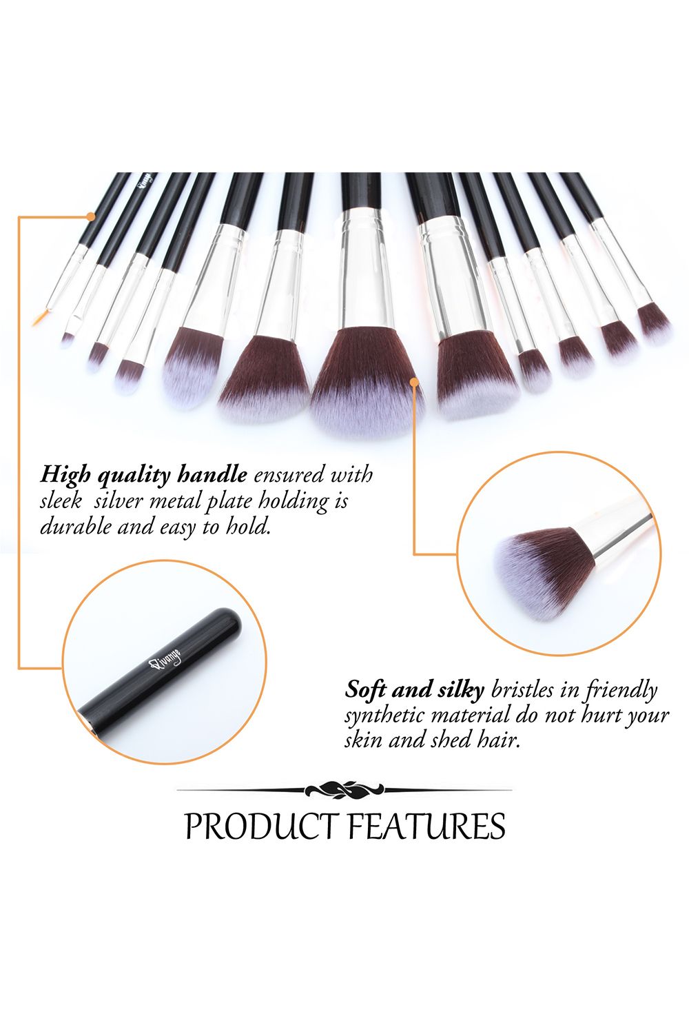 Living and Home 12 Pcs Professional Makeup Brush Set with Makeup Sponge and Brush Egg image 2
