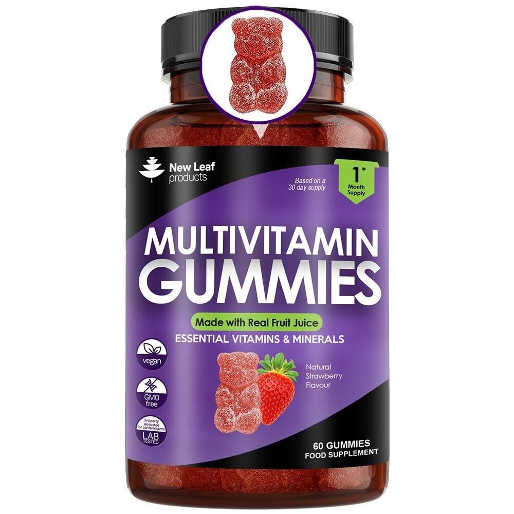 New leaf health Multivitamin Gummies, 60 High Strength Gummies for Men & Women - Vegetarian +14 Essential Vitamins & Minerals image 1