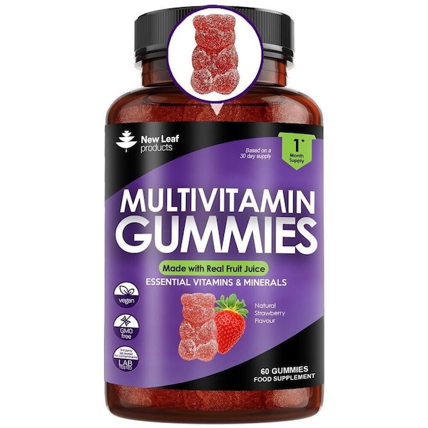 New leaf health Multivitamin Gummies, 60 High Strength Gummies for Men & Women - Vegetarian +14 Essential Vitamins & Minerals