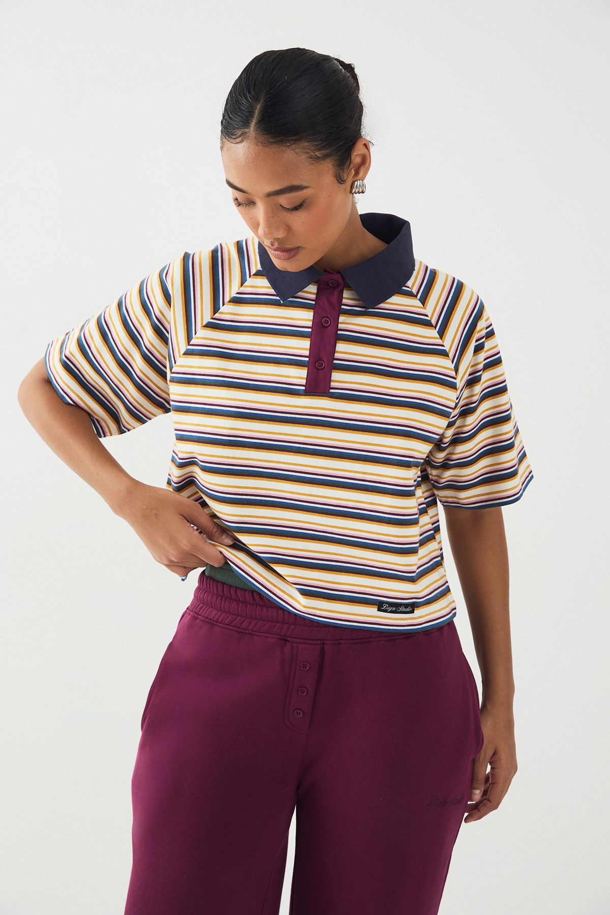 DSGN Studio DSGN Studio Woven Label Striped Rugby Shirt Stripe image 3