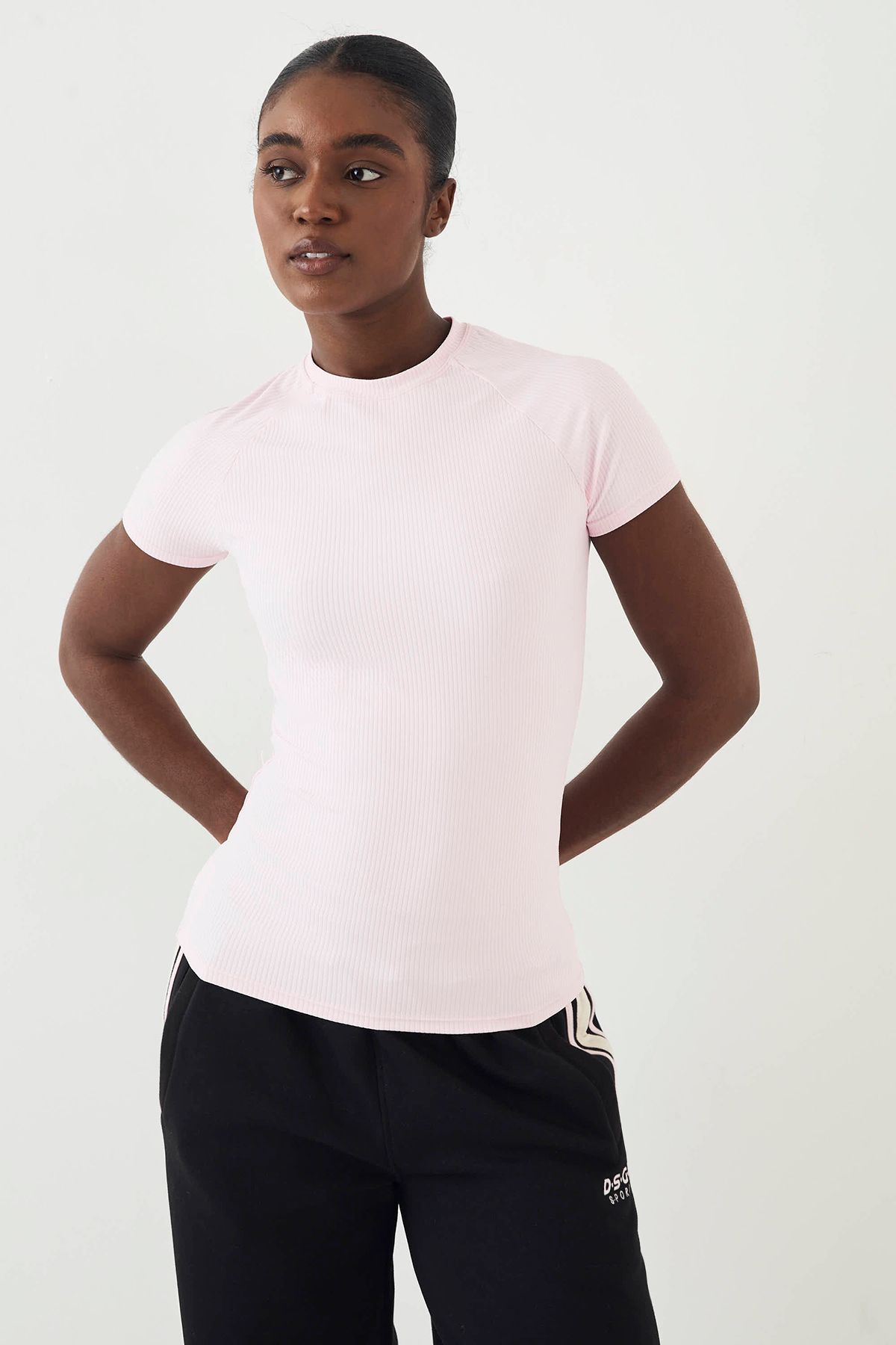 DSGN Studio DSGN Studio Ultra Sculpt Rib Short Sleeve Top Marshmallow Pink image 1