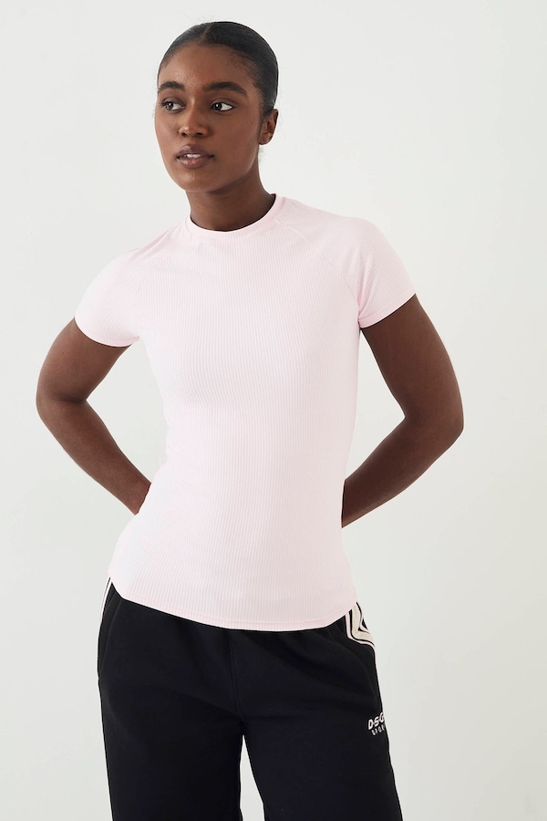 DSGN Studio DSGN Studio Ultra Sculpt Rib Short Sleeve Top Marshmallow Pink