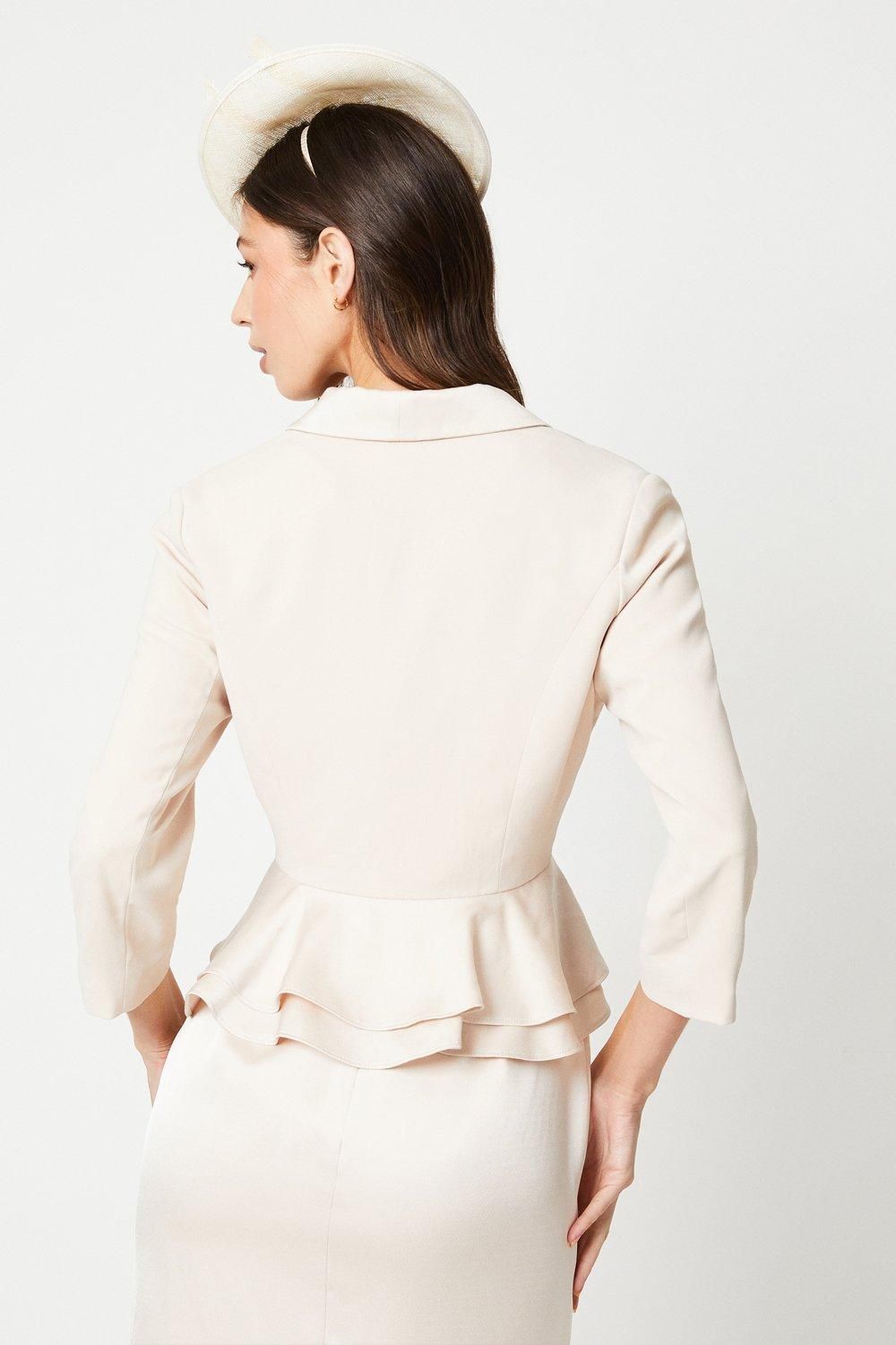Coast Satin Back Crepe Tailored Jacket With Peplum Champagne image 3