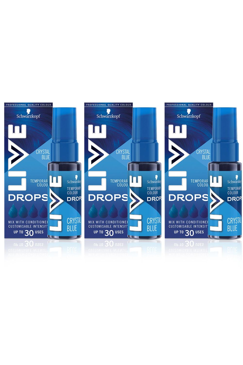 Schwarzkopf Live Colour Drops 'Hair Dye' Crystal Blue 3 Pack image 1