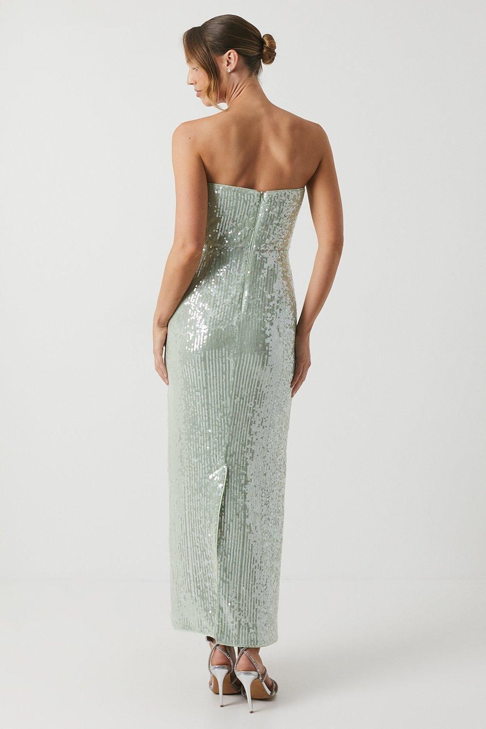 Coast Sequin Bandeau Column Bridesmaid Dress Sage image 3