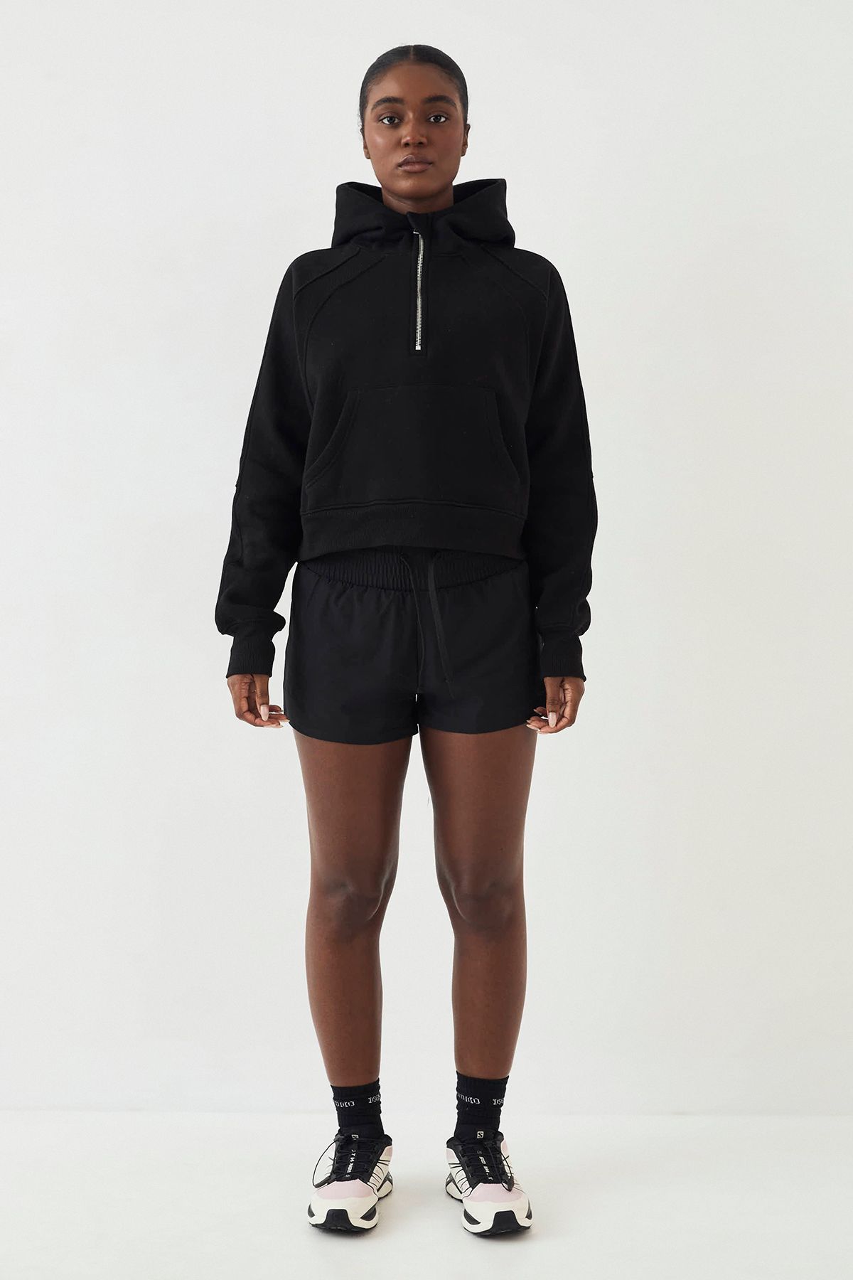 DSGN Studio DSGN Studio Ribbed Panel Half Zip Hoodie Black image 5