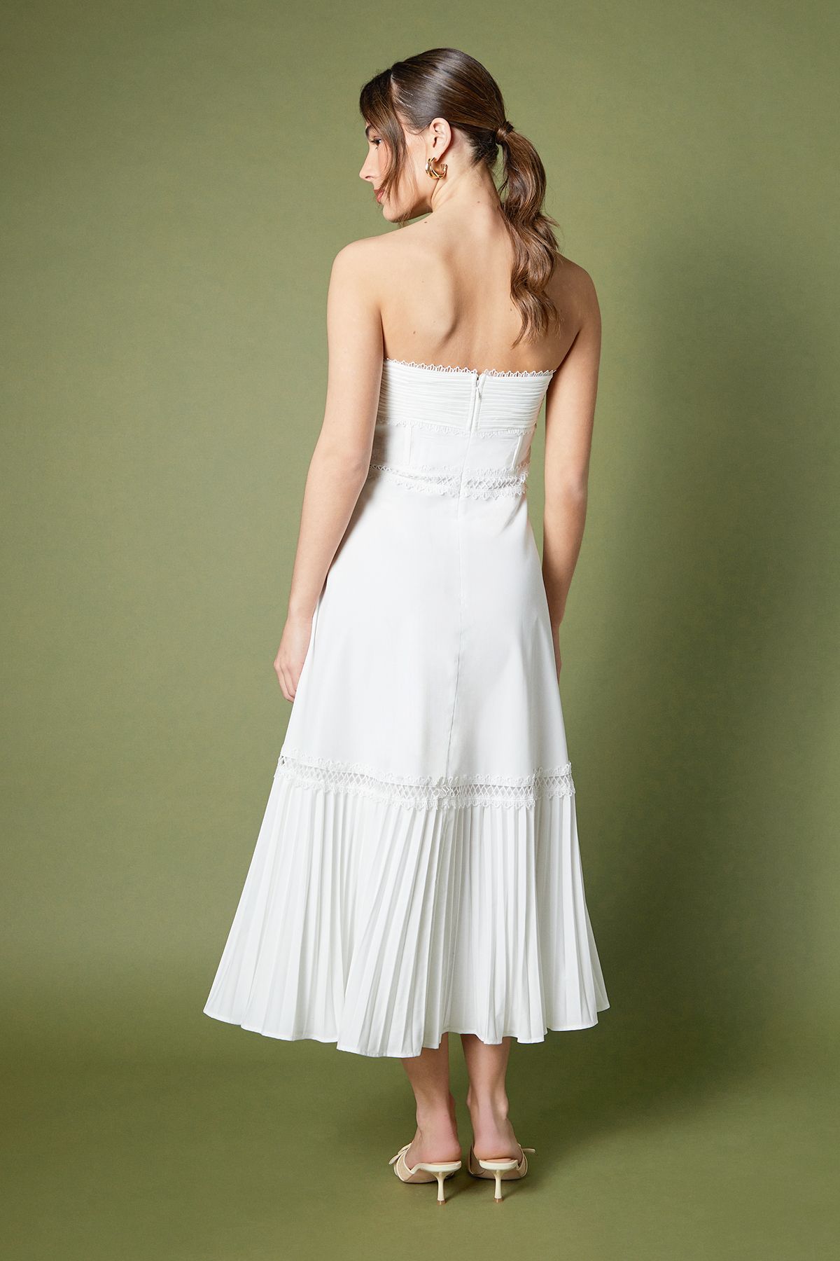 Coast Pleated Hem Bandeau Midi Dress White image 4