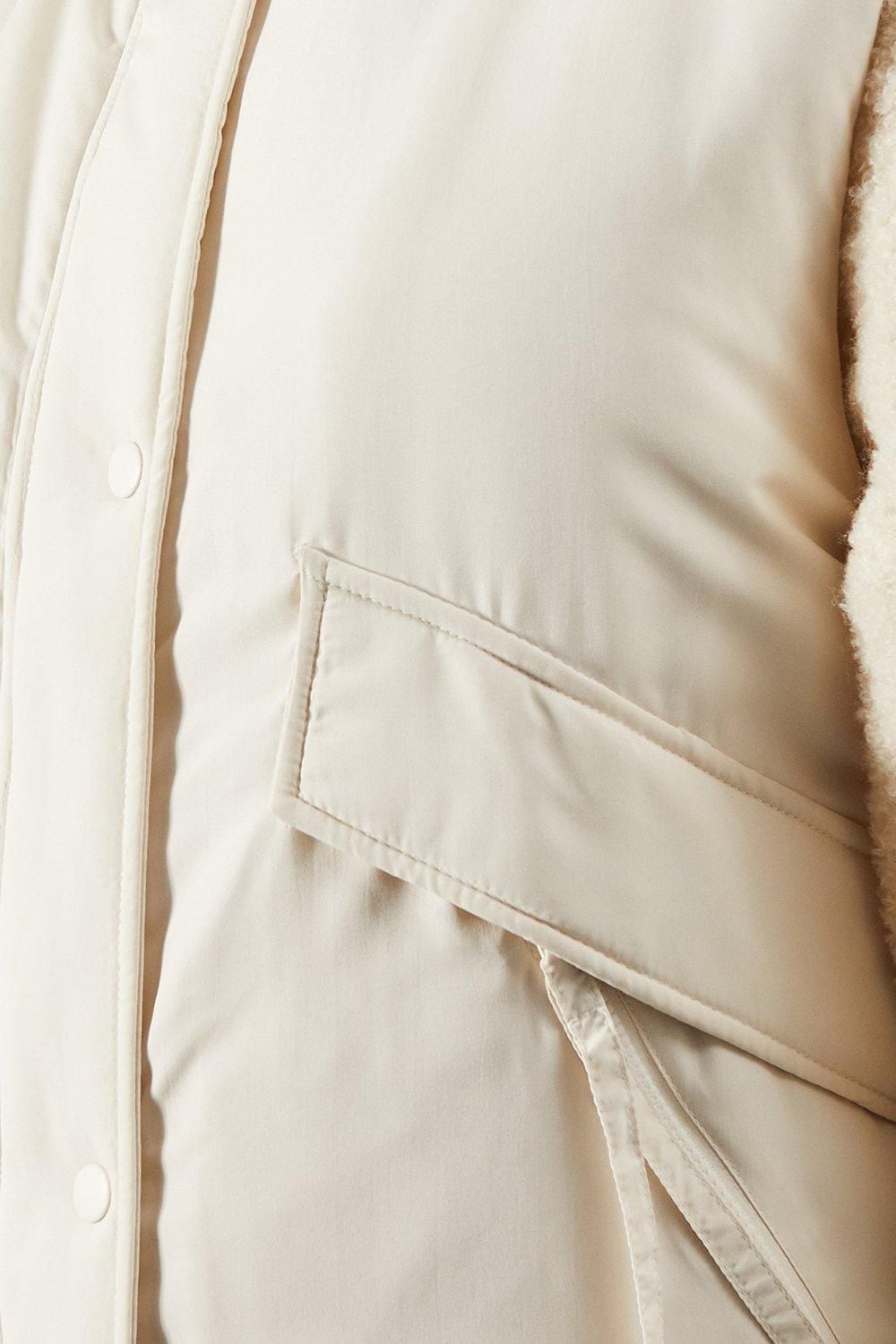 MissPap Zip Pocket Puffer Gilet Cream image 5