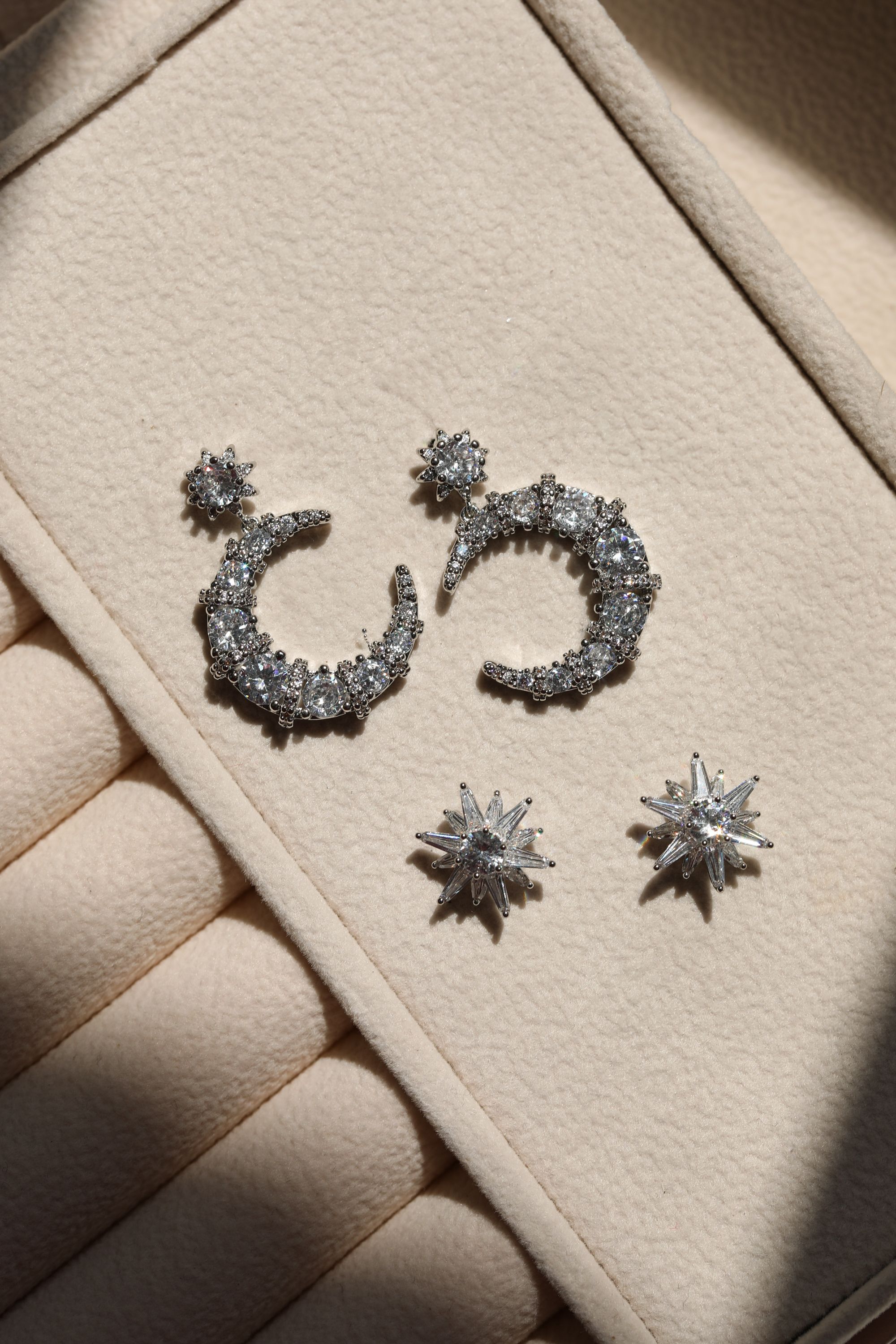 Jon Richard Silver Plated Cubic Zirconia Celestial Star Stud Earrings image 3