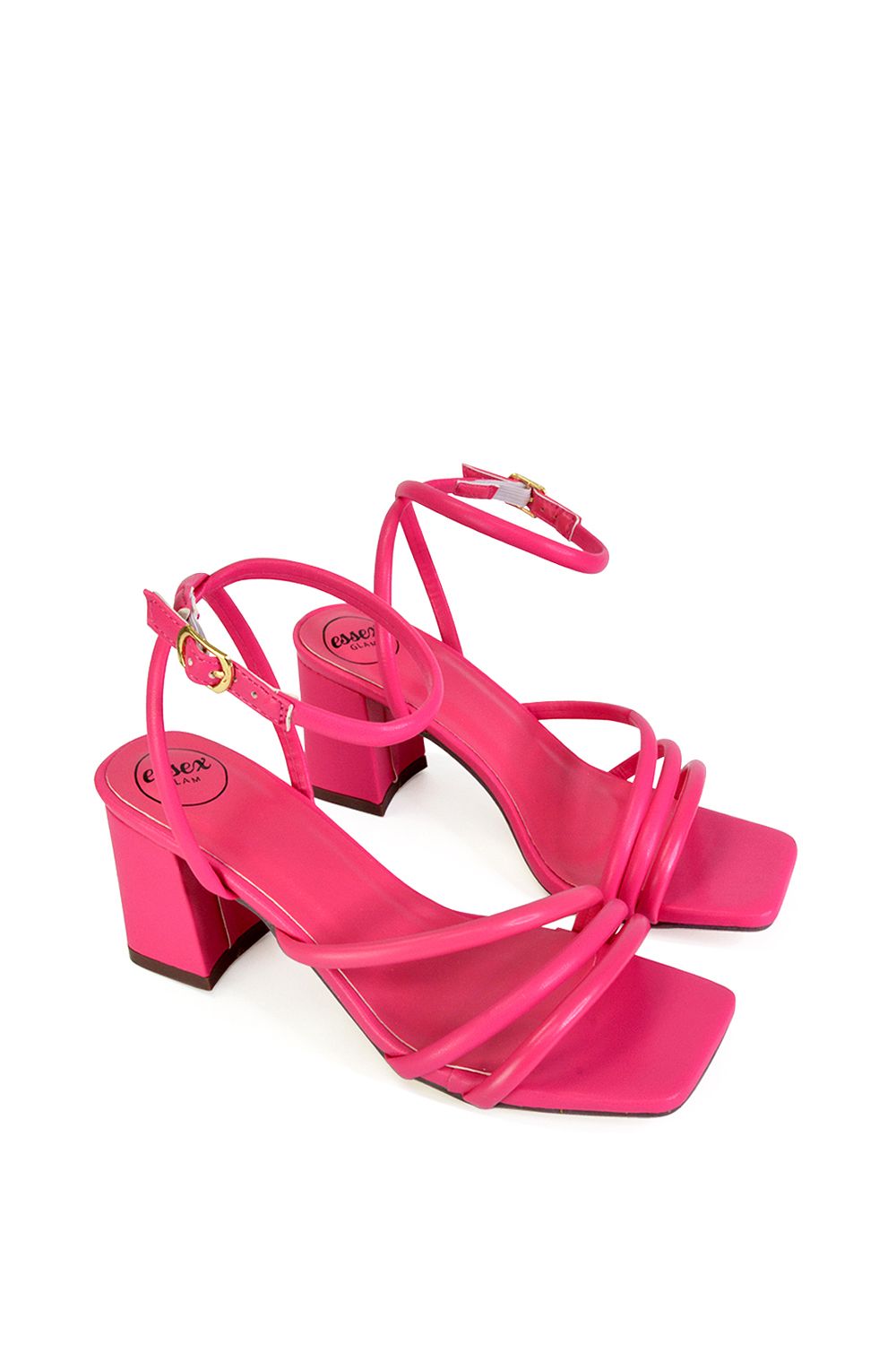 XY London 'Trixie' Square Toe Buckle Up Ankle Strappy Mid Block Heel Sandals image 4