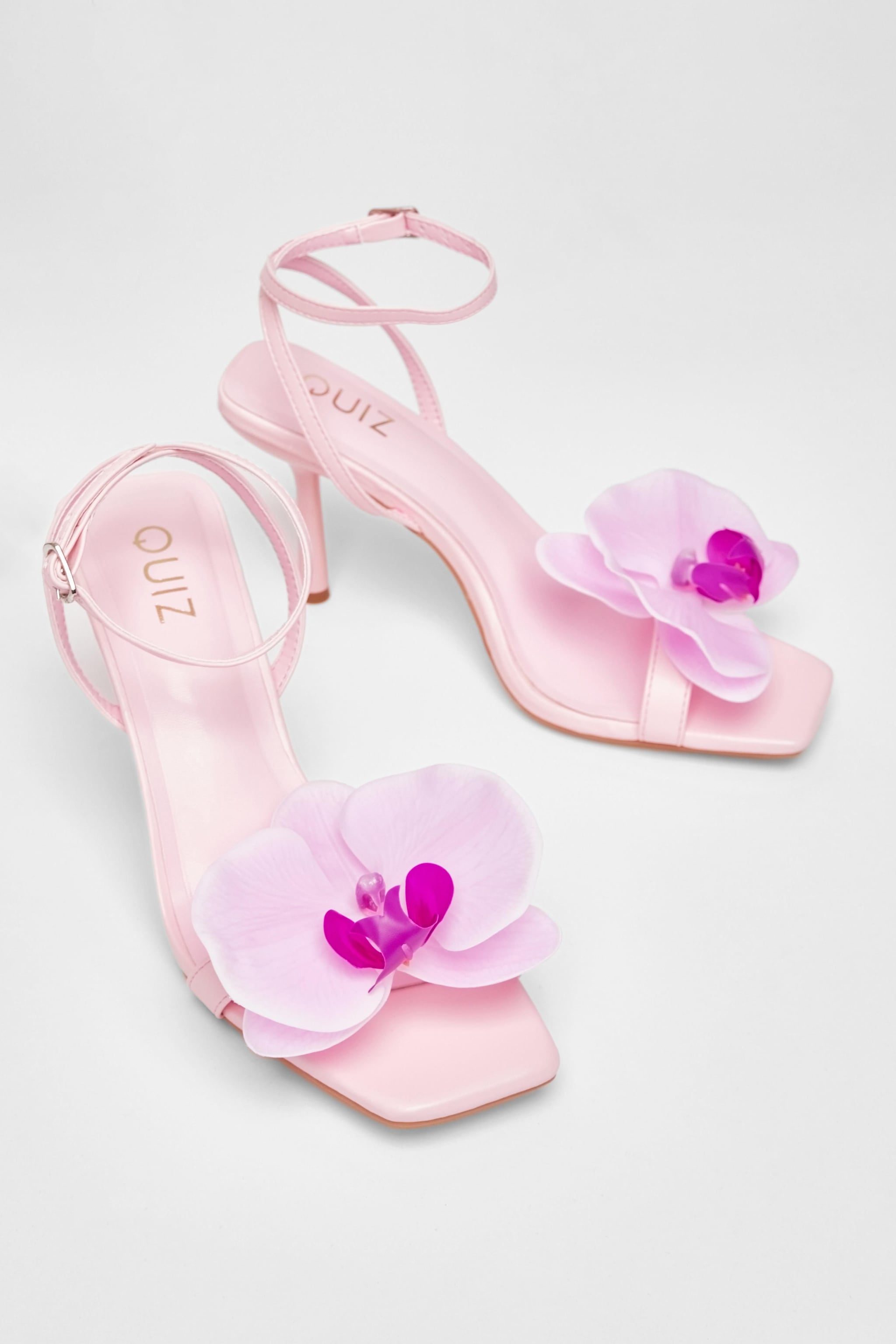 Quiz Pale Pink Flower Detail Stiletto Heels image 2