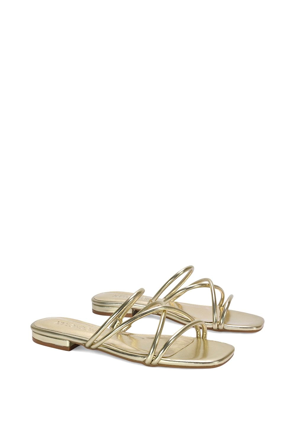 XY London 'Suzzie' Strappy Flat Slip On Square Toe Slider Mule Sandals image 3