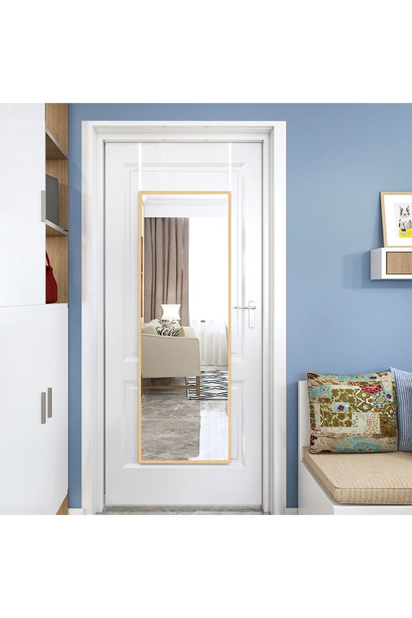 Living and Home 28cm W x 118cm H Gold Frame Over the Door Full Length Mirror
