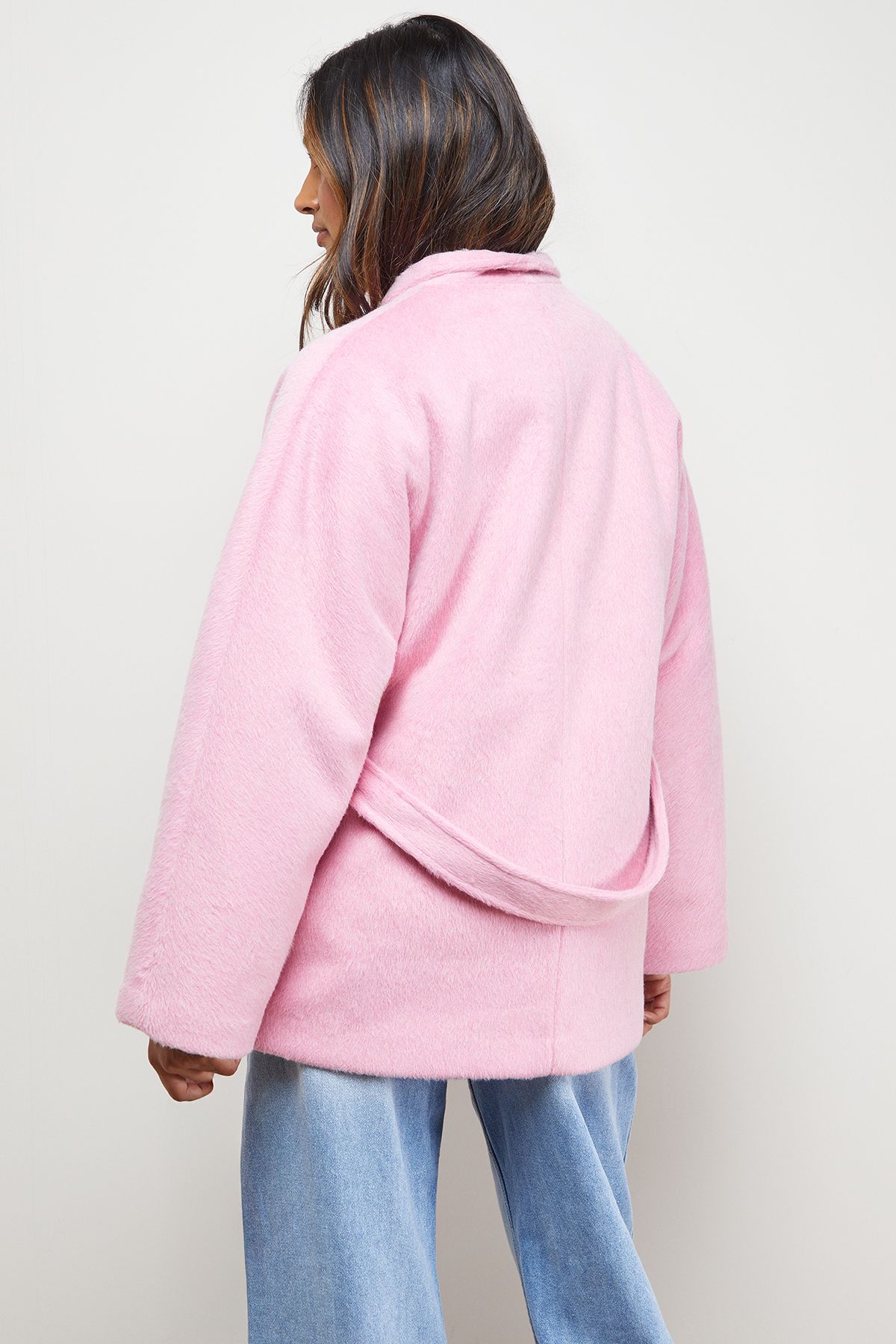 Oasis Wrap Detail Belted Short Coat Pink image 3
